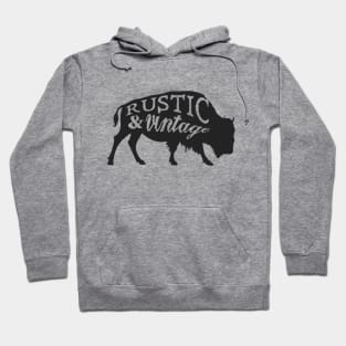 Retro Animal Buffalo Rustic And Vintage Black Hoodie